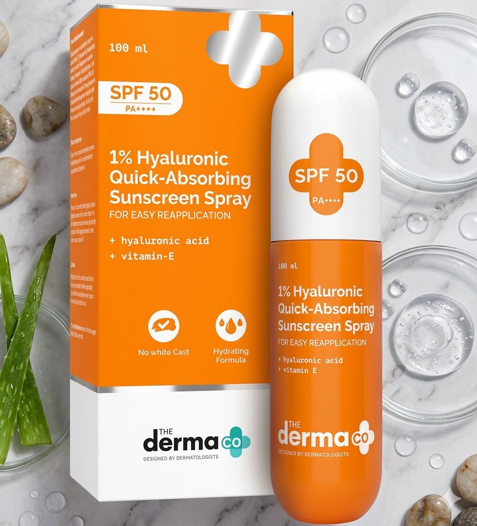 Dermaco 1% Hyaluronic Quick-Absorbing Sunscreen Spray with Hyaluronic Acid & Vitamin E